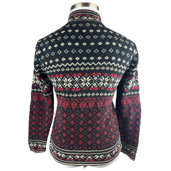 Nomadic Traders Full Zip Cardigan Sweater Red White Black Ramie Cotton Medium - Picture 11 of 16